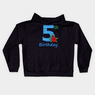 5th Floral - 5th Birthday - Flower - Floral - Birthday Party gift Kids Hoodie